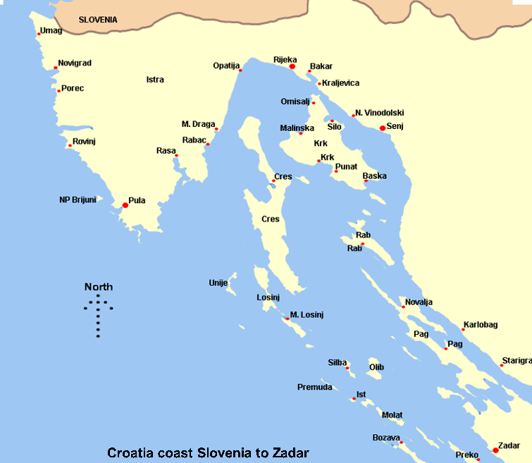 Slovenia to Zadar Map