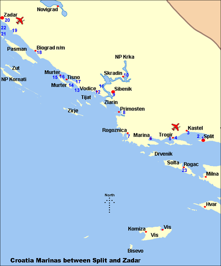 Zadar to Hvar Charter bases